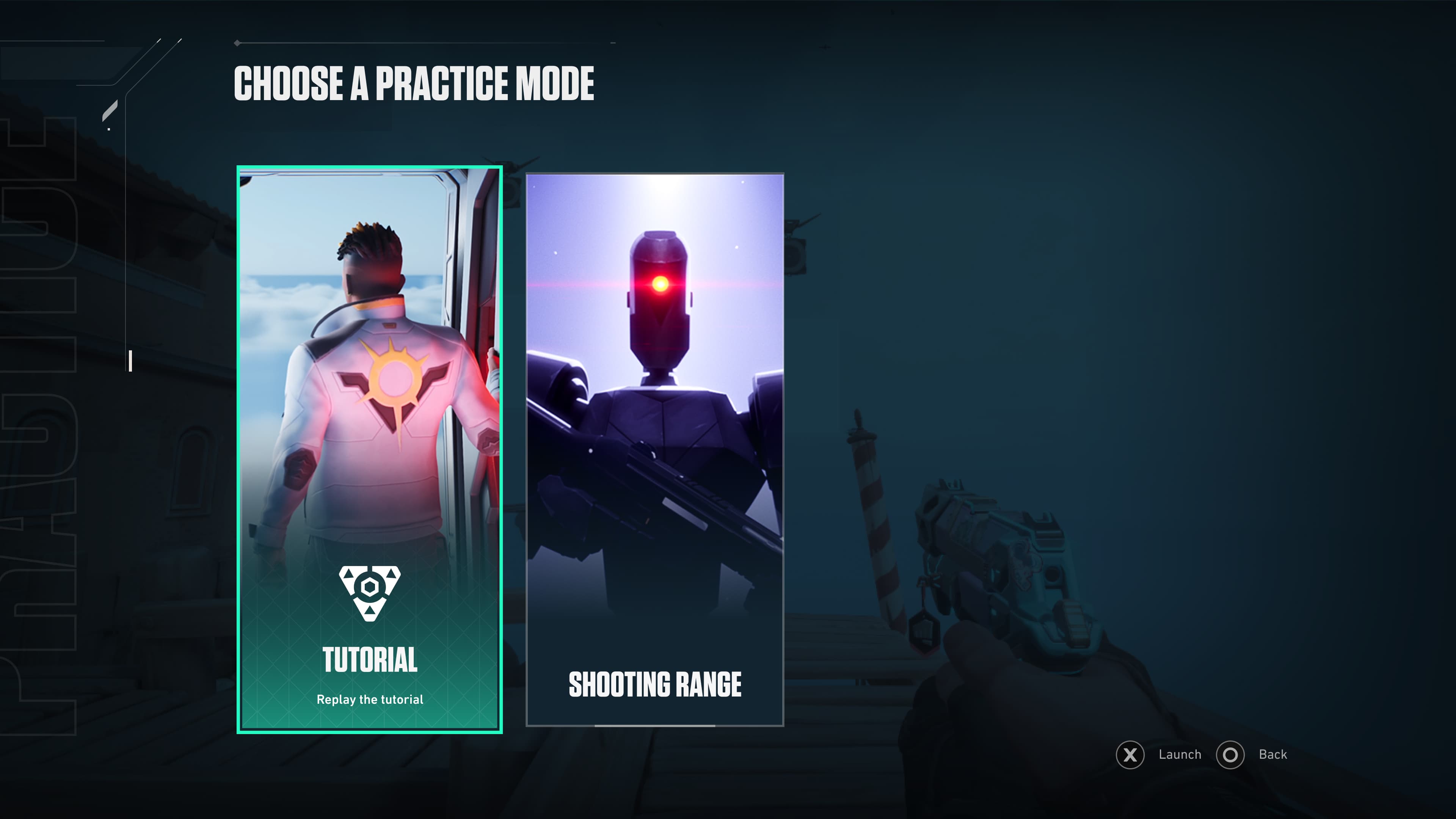 Practice mode selection — tutorial vs shooting range